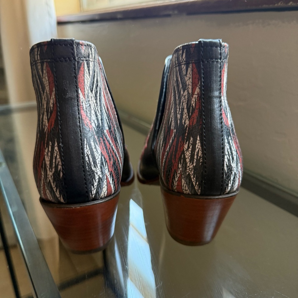 Ariat Black Ankle Booties with Red and Brown Western Stitching - Picture 7 of 11